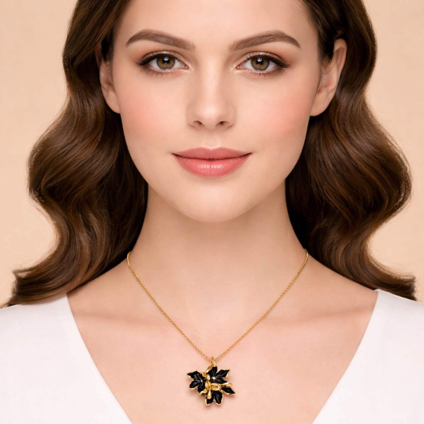 18k Gold Plated Gilded Noir Petals Necklace