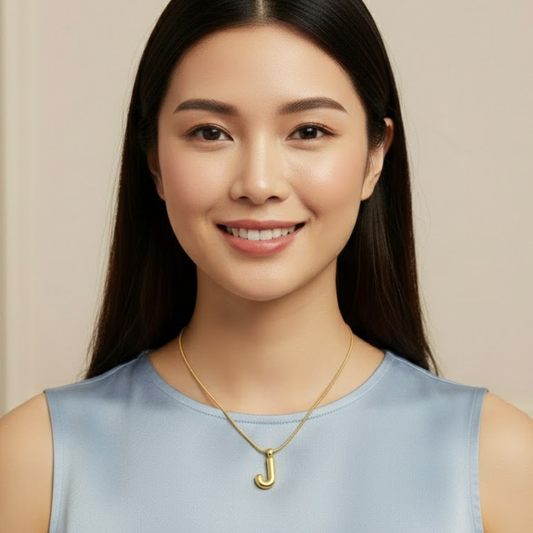 18K Gold Plated Initial J Pendant Necklace