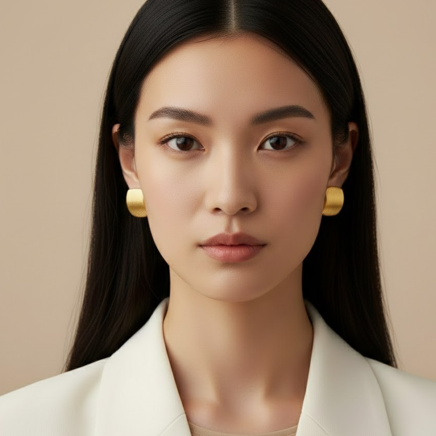 18K Gold Plated Rectangle Shaped Stud Earring