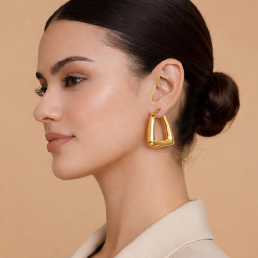 18k Gold Plated Gleam Frames Hoops Earring
