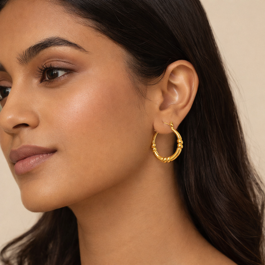 18k Gold Plated Texture Huggie Hoop Earring