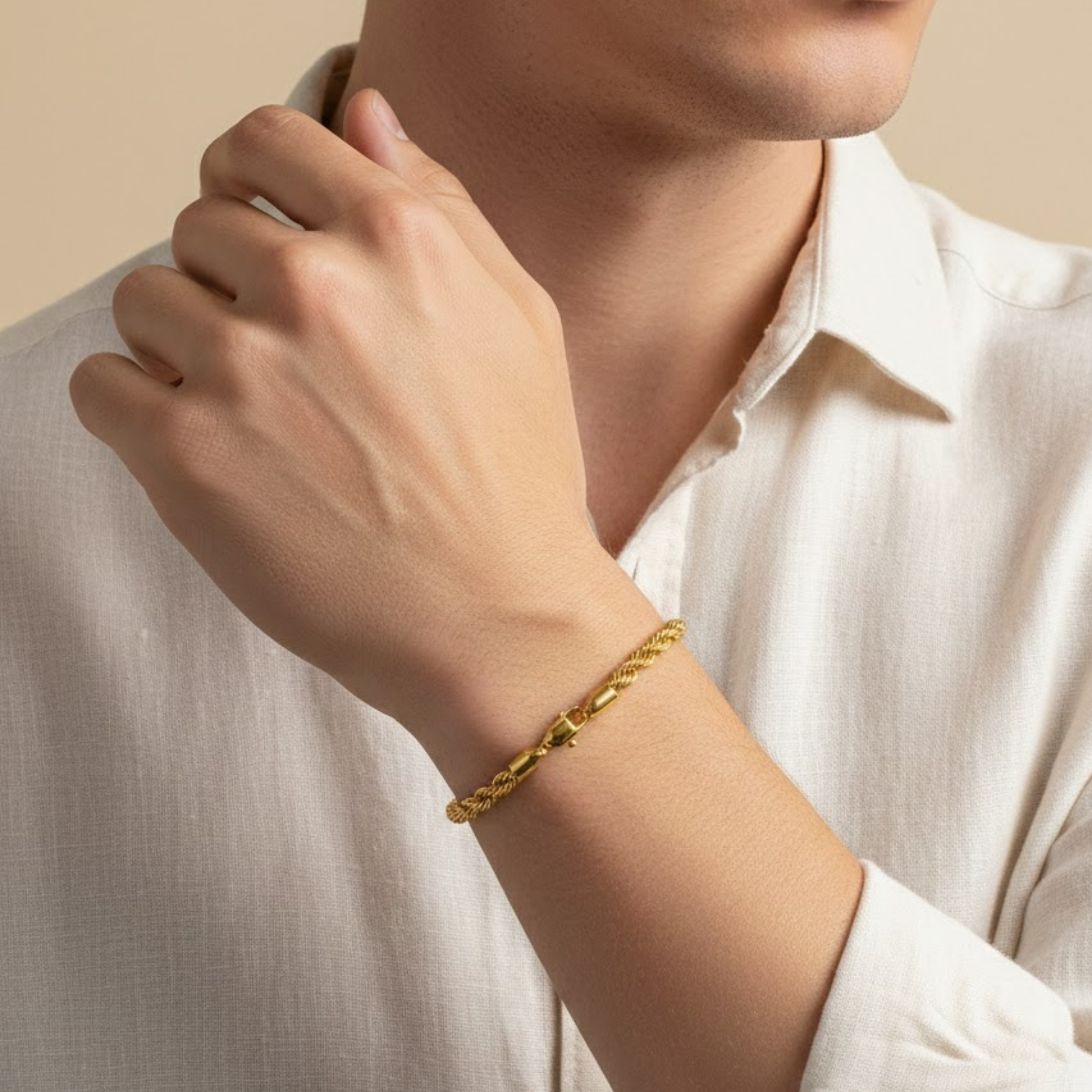 Men-18k Gold Plated Twisted Anti 