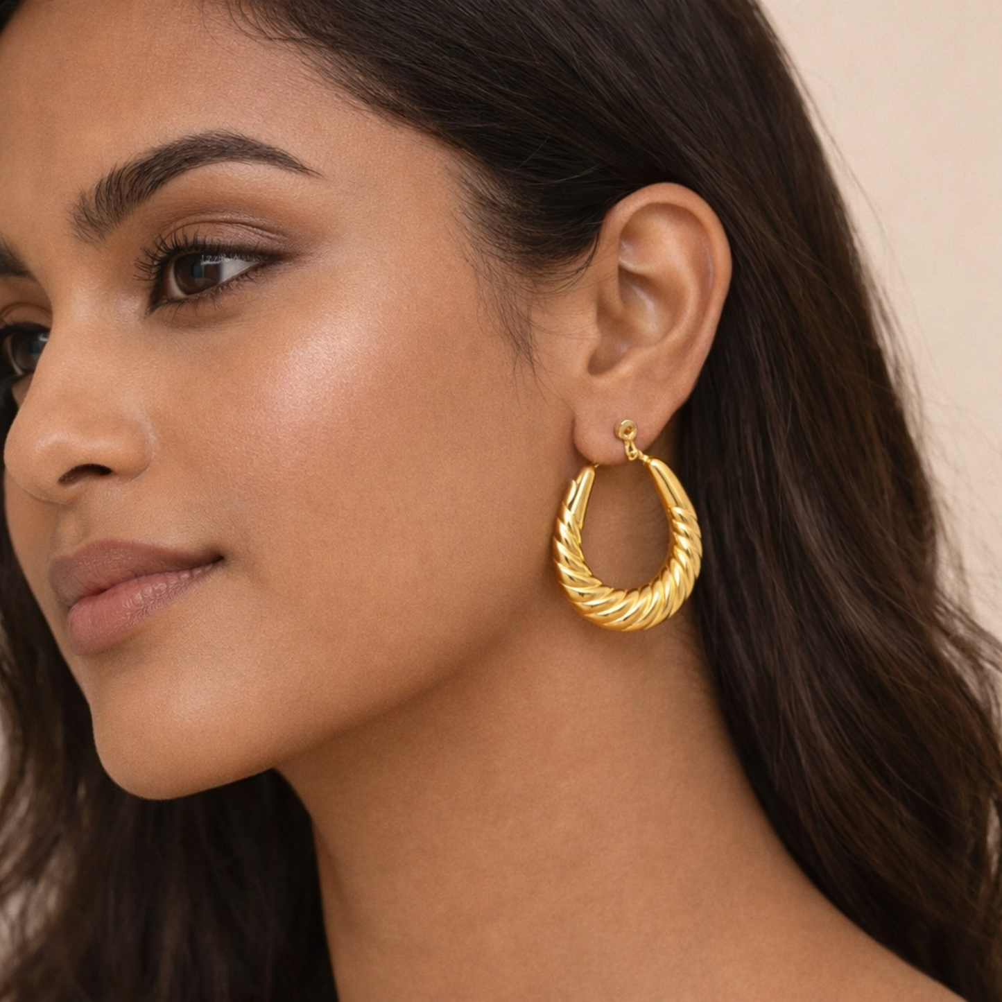 18k Gold-Plated Gilded Swirl Hoops Earring