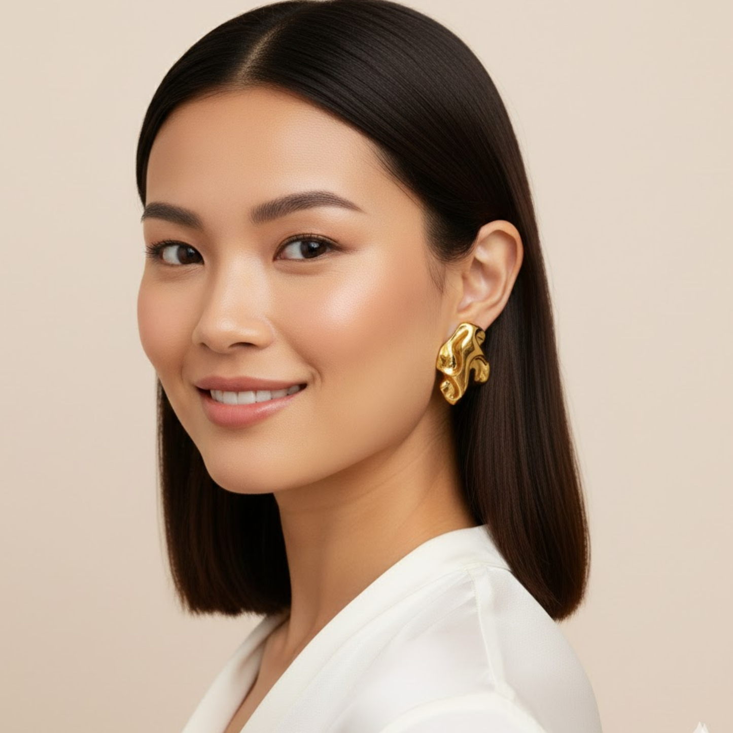 18k Gold Plated Versailles Flow Gold Studs Earring