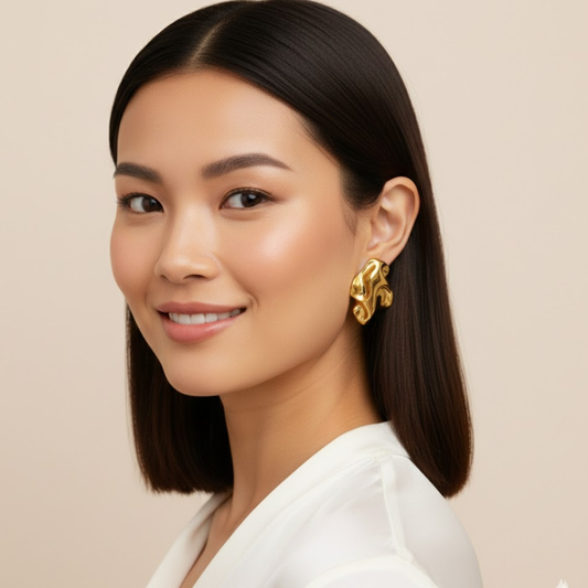 18k Gold Plated Versailles Flow Gold Studs Earring