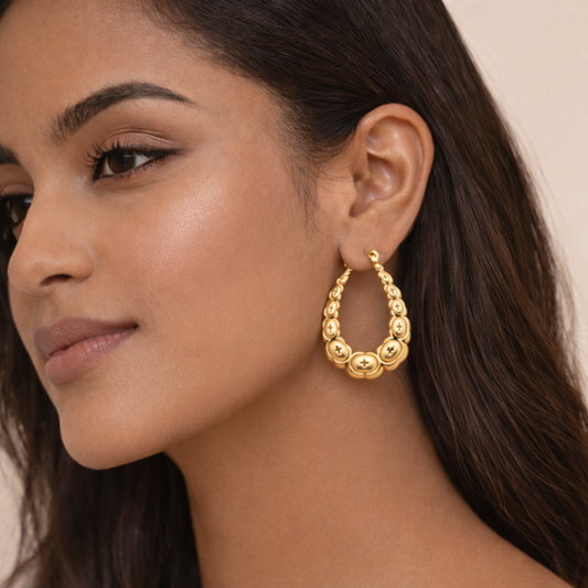 18K Gold Plated Bubble Hoop Earrings