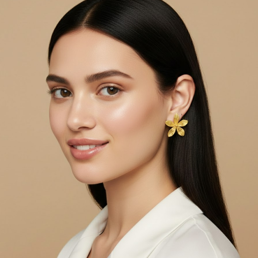 18k Gold Plated Orchid Glow Flower Earrings