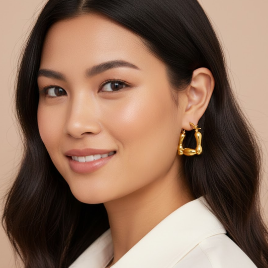 18k gold plated Orbique Hoops earring