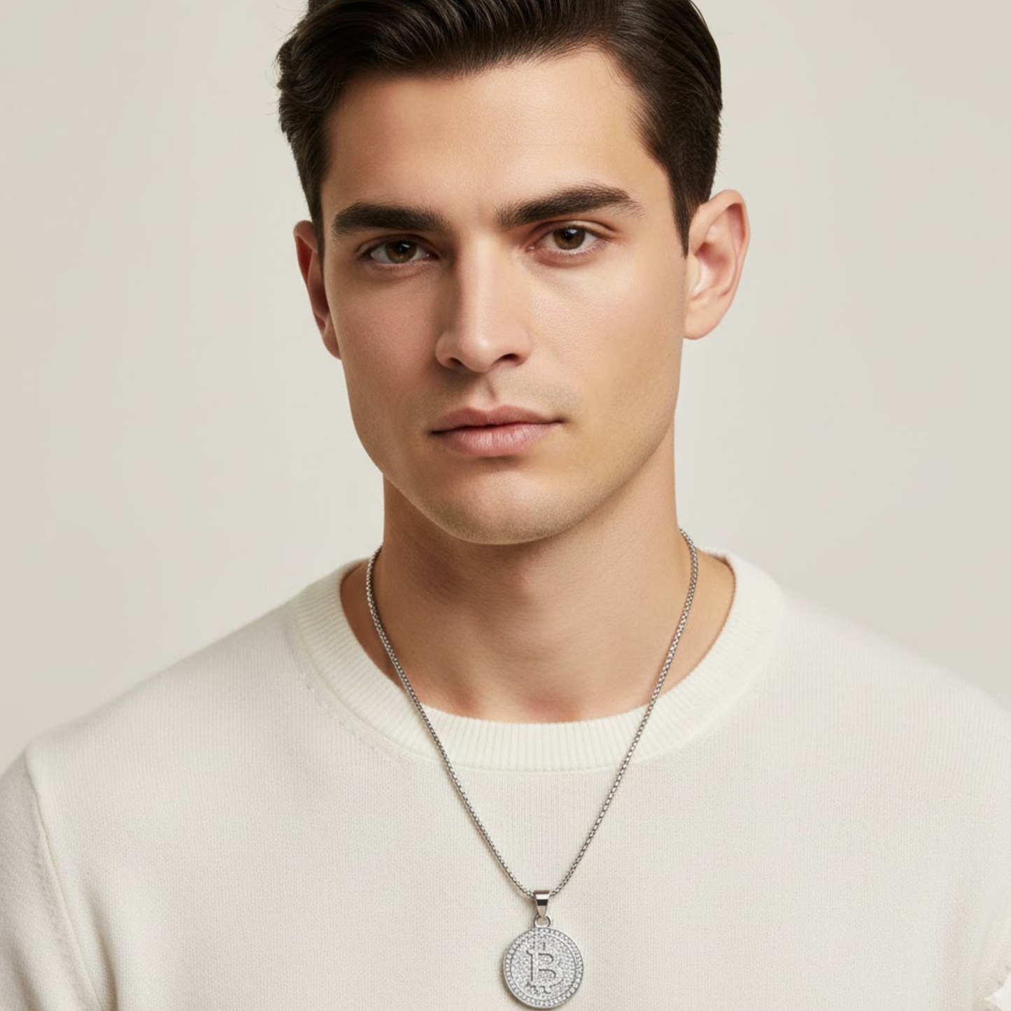 Men - Bitcoin Pendant Stainless Steel Necklace