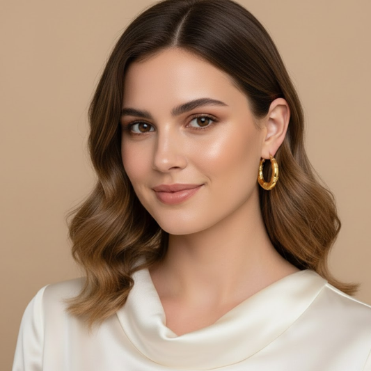 18K Gold Plated Noira Luxe Hoops Earrings