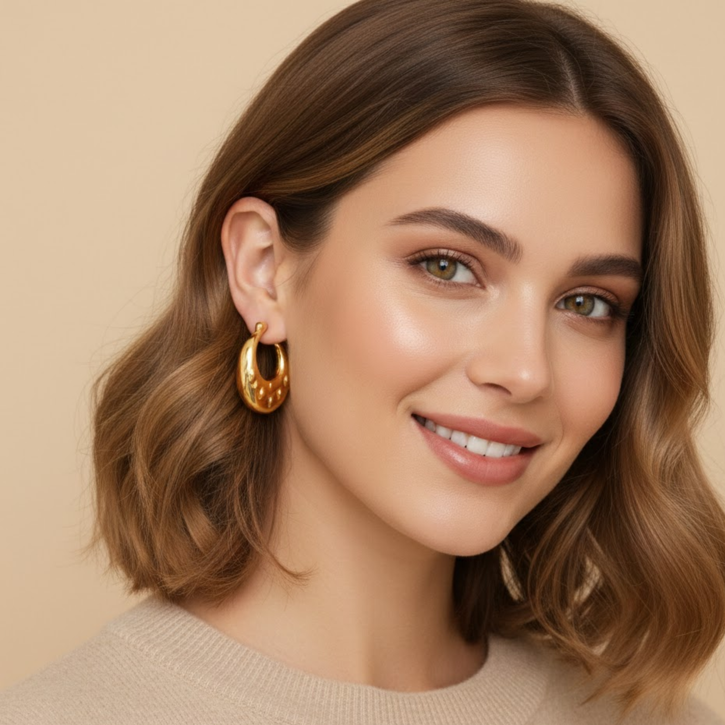 18K Gold Plated Lucy Hoop Anti Tarnish Hoops Earring