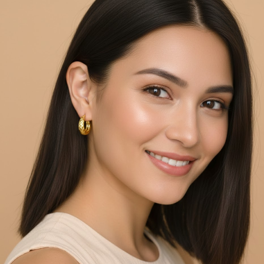 18K Gold Plated Solara Twirl Gold Hoop Earrings