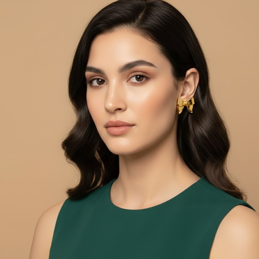 18K Gold Plated Ribbon Luxe Stud Earrings
