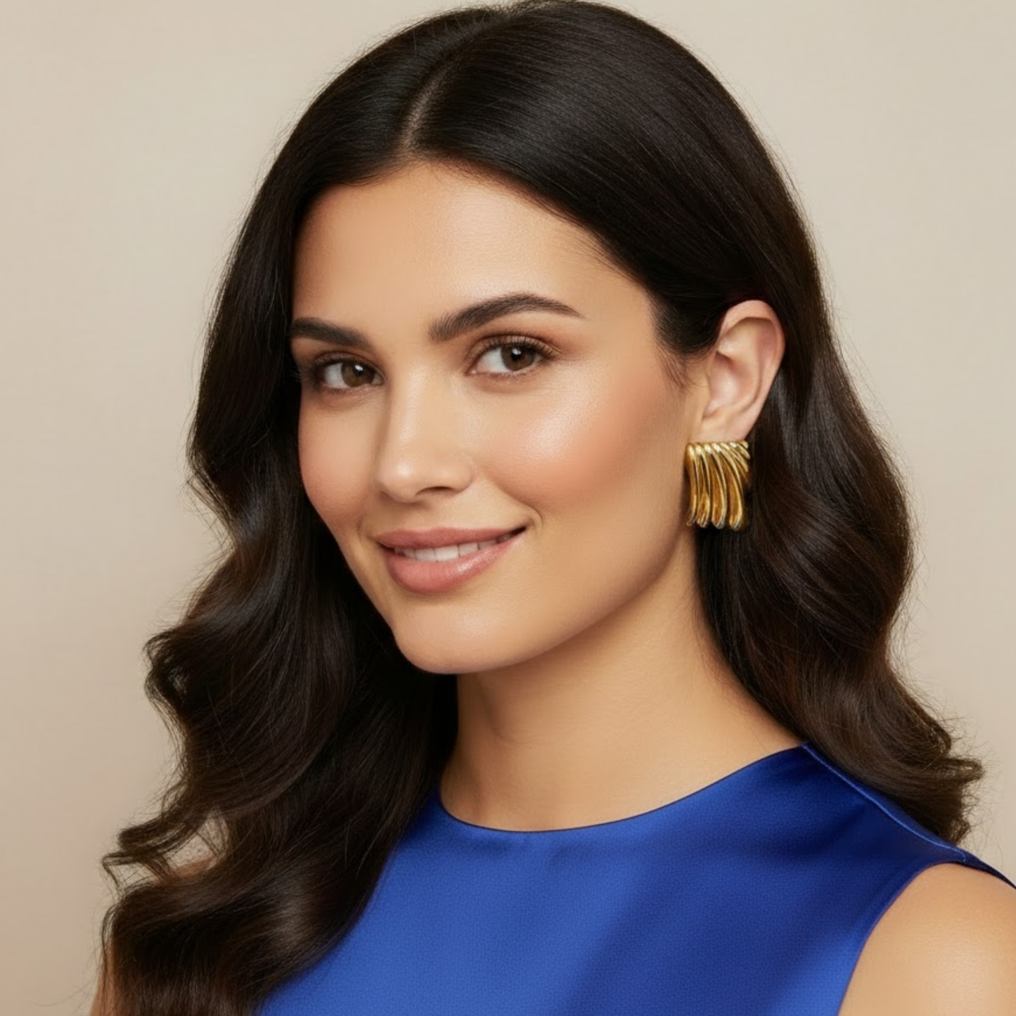 18K Gold Plated Ribbed Stud Earrings