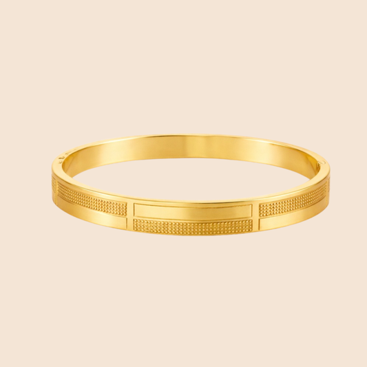 Men-18K Gold Plated Zenith Texture Gold Bracelate