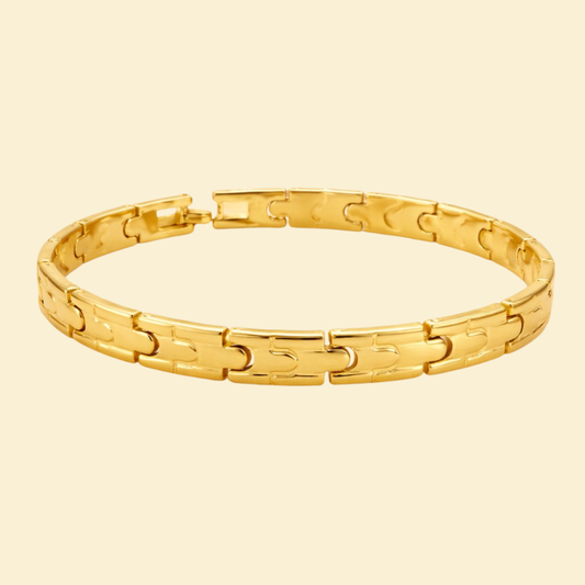 Men-18K Gold Plated Zenith Interlock Bracelet