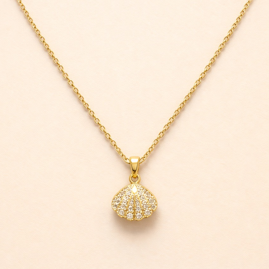 18K Gold Plated Golden Seashell Spark Necklace
