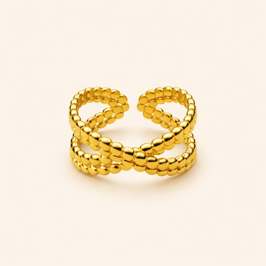18k Gold Plated Golden Pebble Luxe Ring