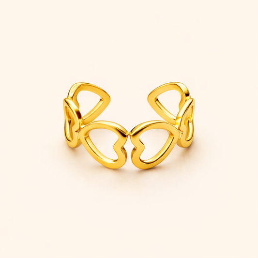 18k Gold Plated Heart Harmony Wrap Ring