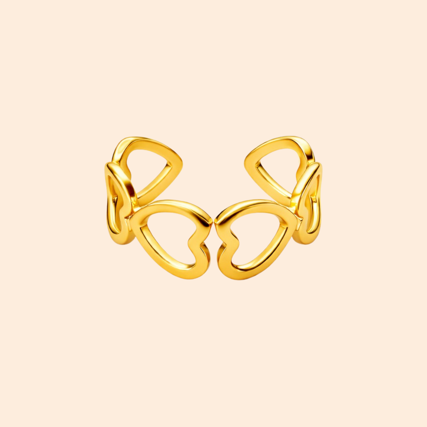 18k Gold Plated Heart Harmony Wrap Ring