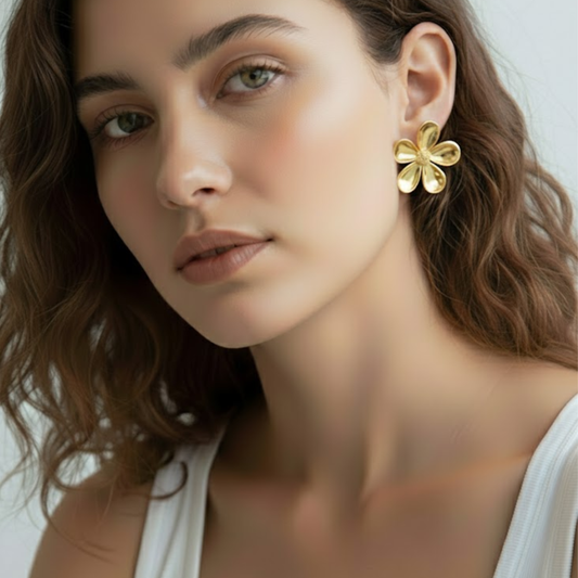 18k Gold Plated Flower Anti Tarnish Earring