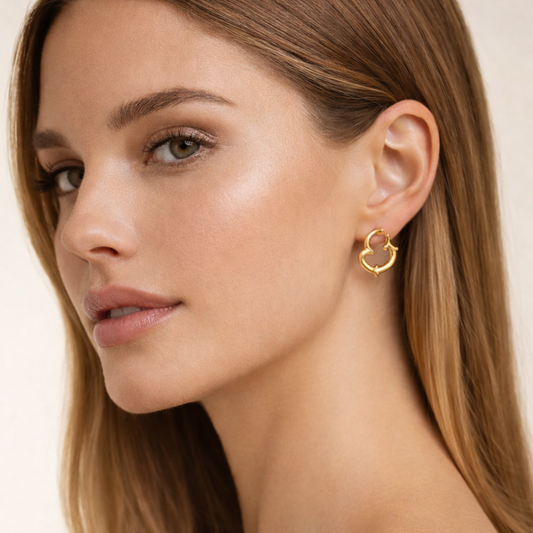 18k gold plated Heart Anti Tarnish Hoop Earring