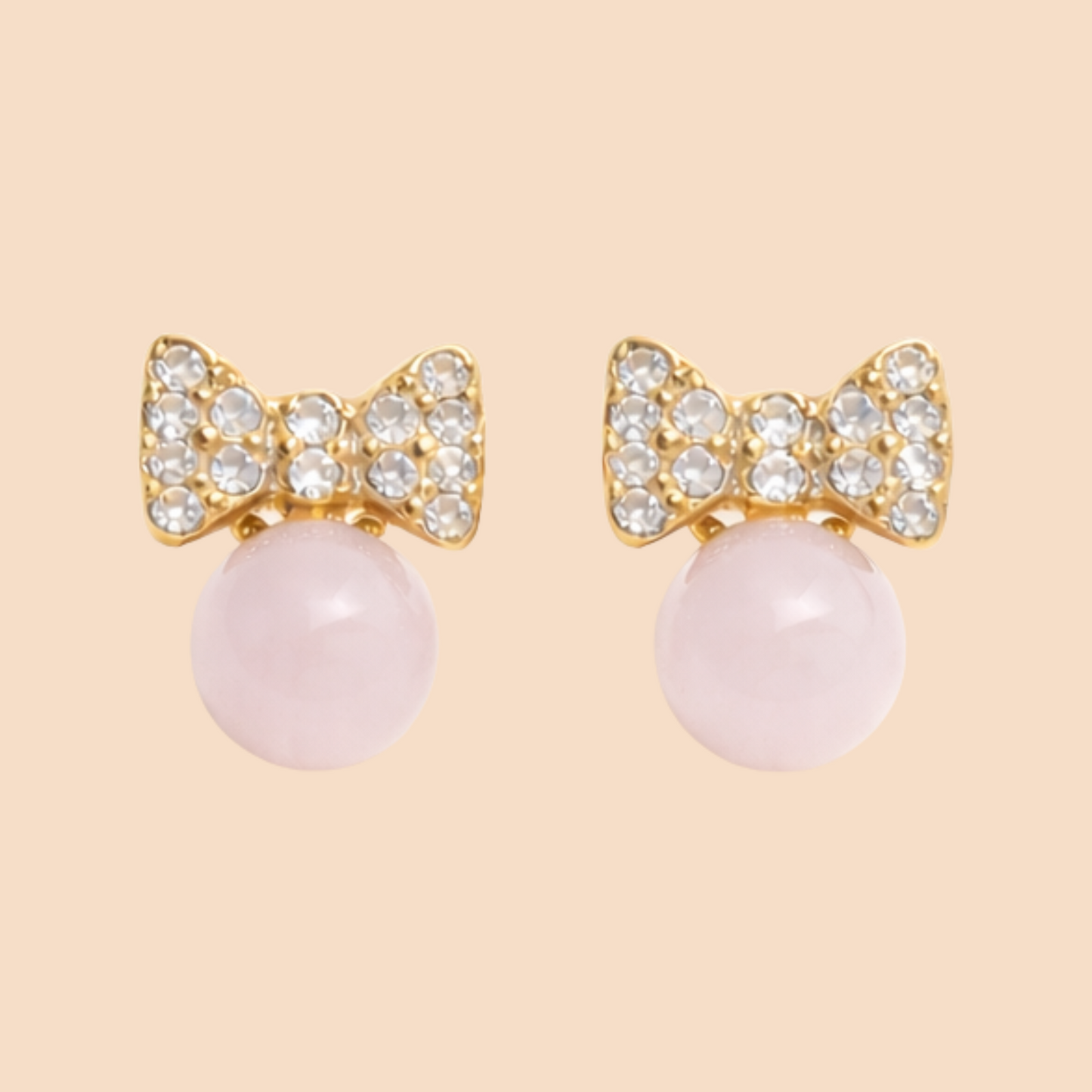 Celeste Pink Pearl Bow Earrings