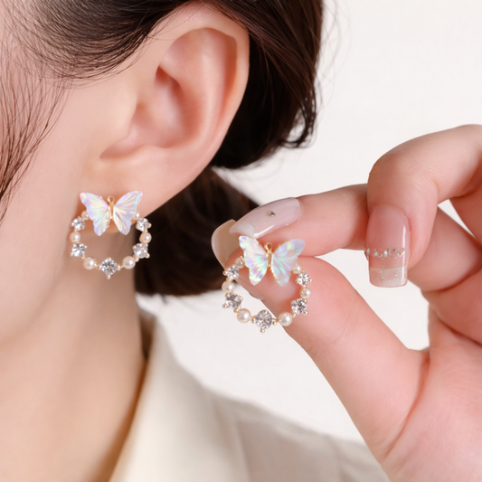 Ivory Flutter Pearl Circles Earrings