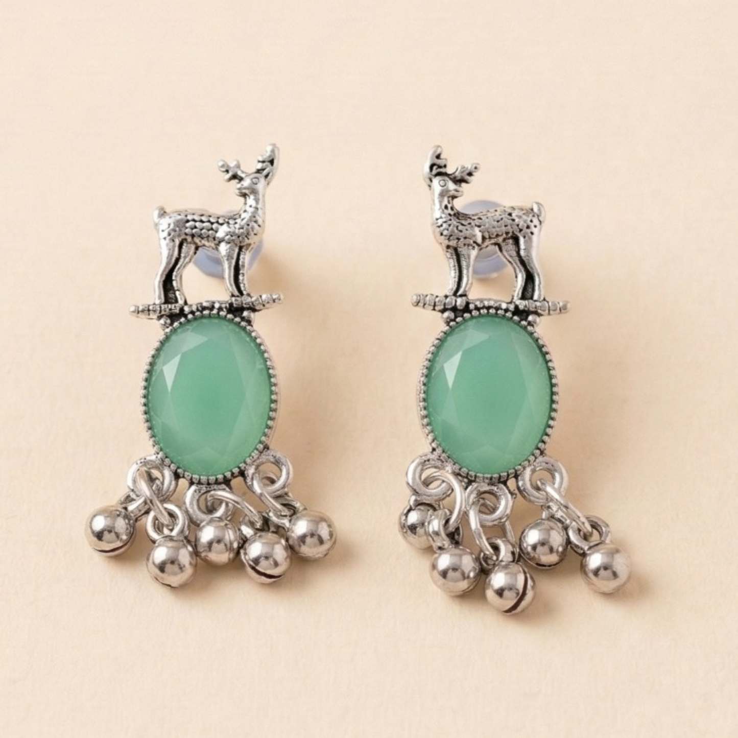 Royal Deer Drop Oxidised Earrings