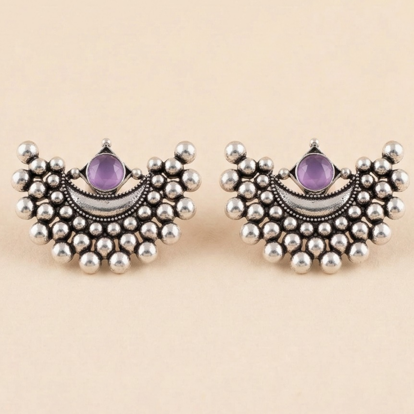 Amethyst Royal Charm Oxidised Earrings
