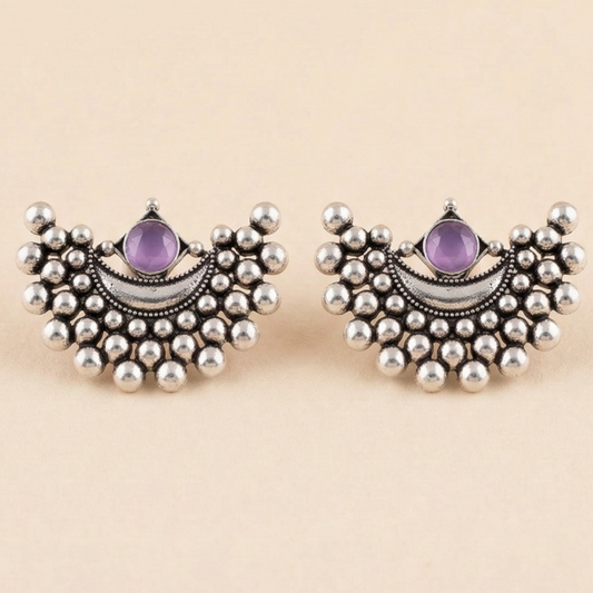 Amethyst Royal Charm Oxidised Earrings