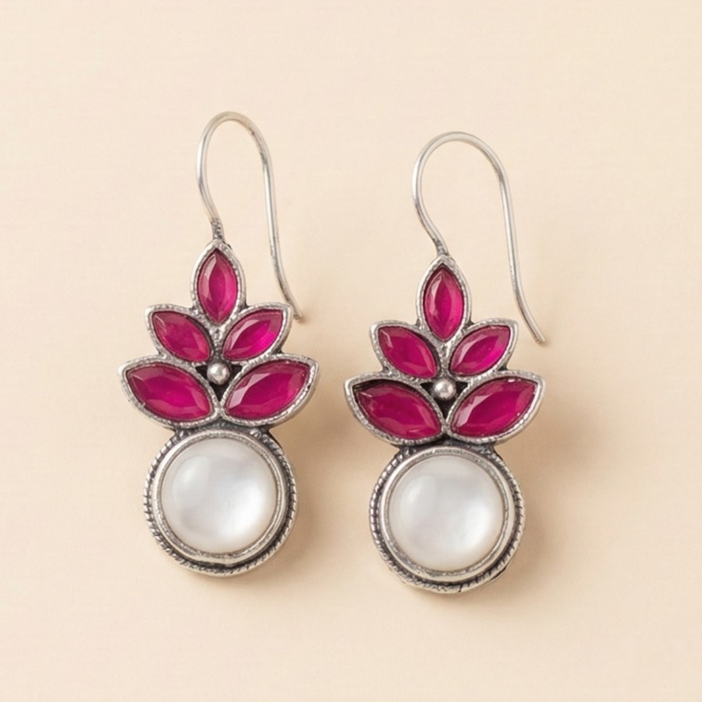 Royal Crimson Charm Oxidised Earrings