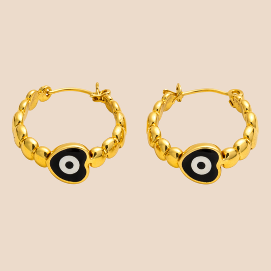 Golden Evil Eye Hoop Earrings