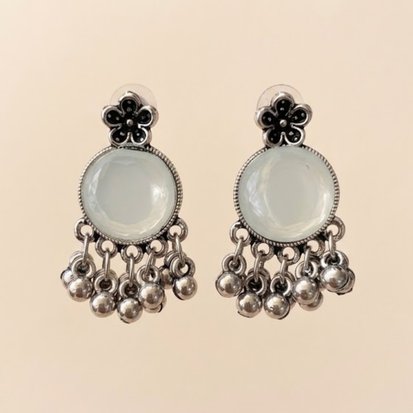 Moon Glow Chandbali Oxidised Earrings