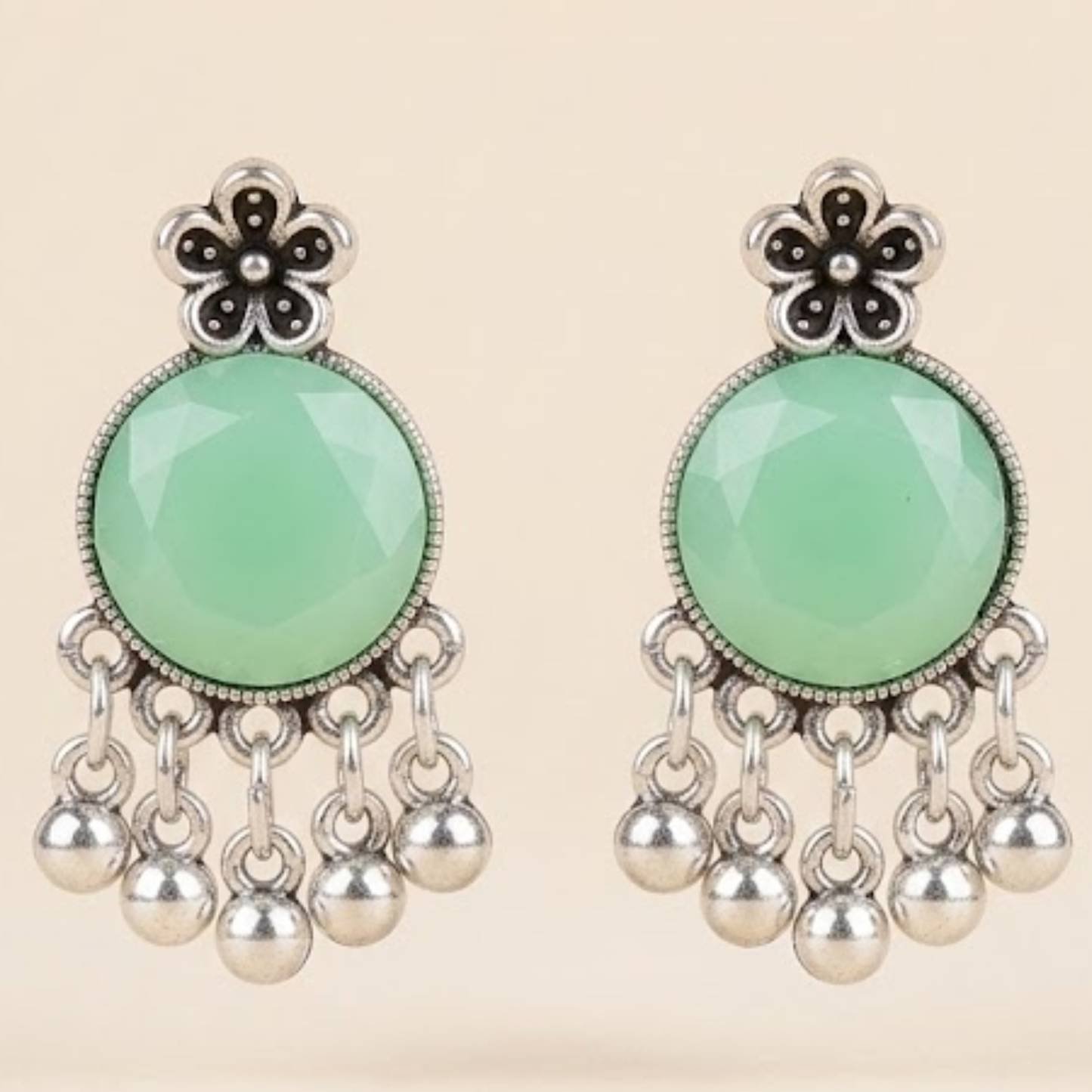 Moon Glow Chandbali Oxidised Earrings