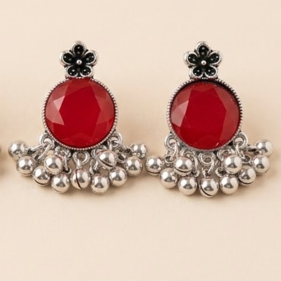 Moon Glow Chandbali Oxidised Earrings