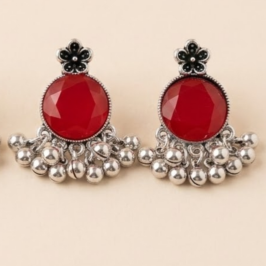 Moon Glow Chandbali Oxidised Earrings