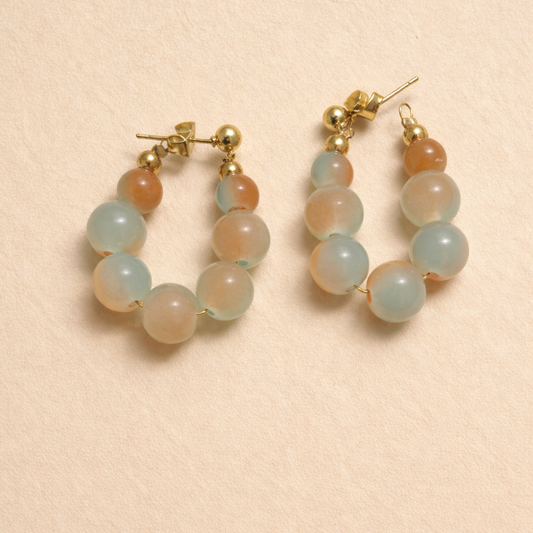 Mint Peach Bubble Hoops Earring