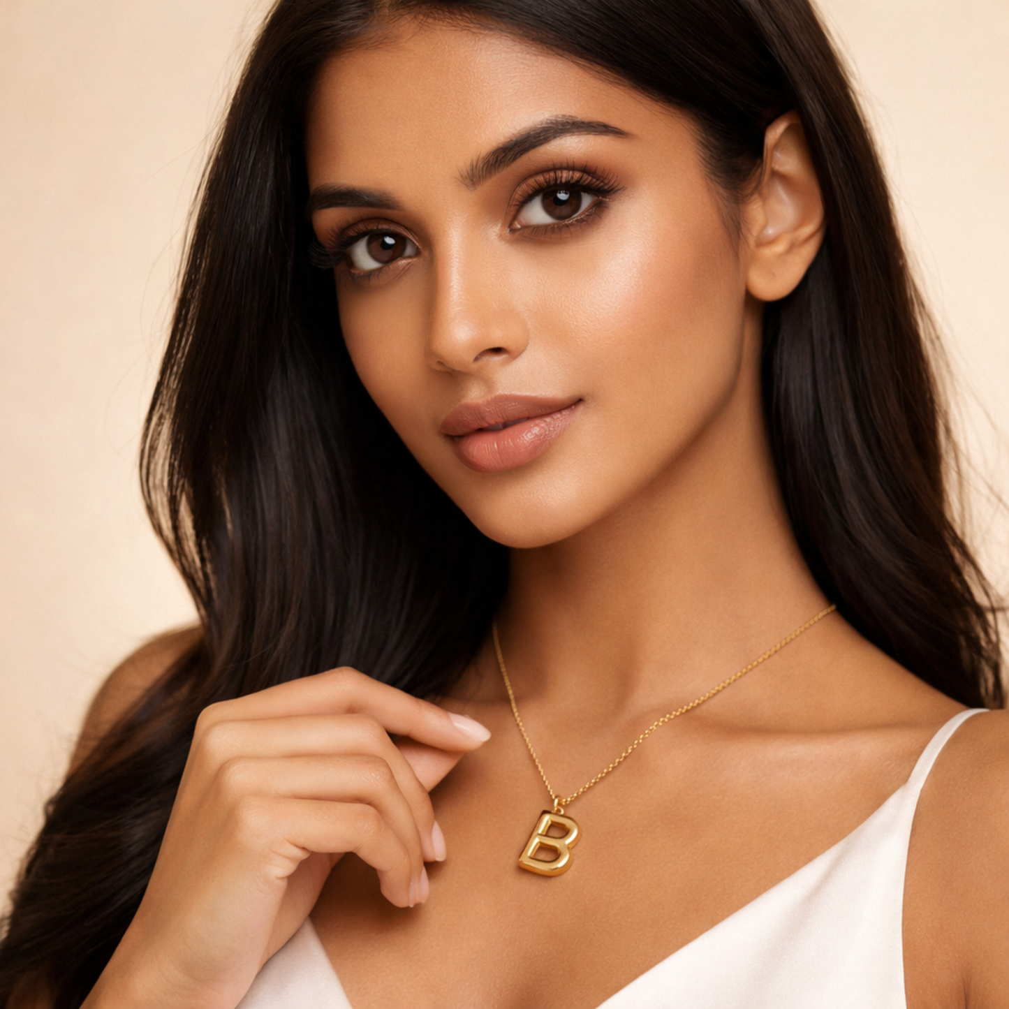 18k Gold Plated Initial Bold Alphabet B Necklace