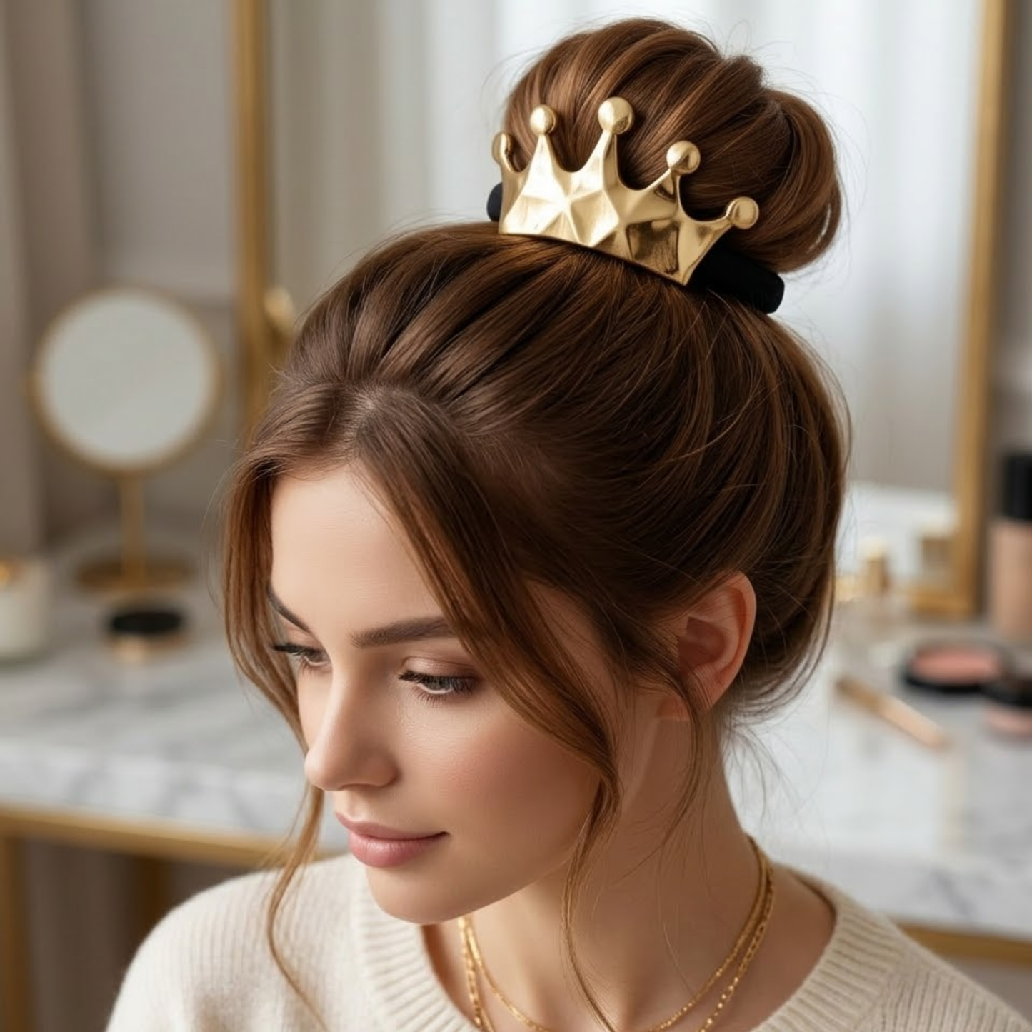18k Gold Plated Crowned Noir Hair Tie
