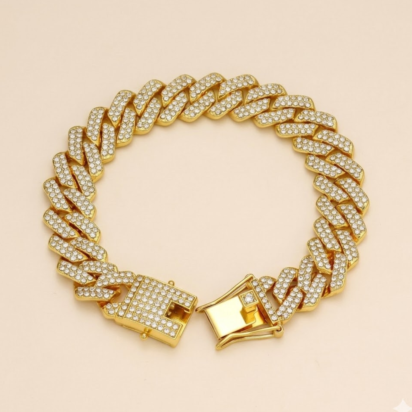 Men - 18K Gold Plated King Cuban Crystal Bracelet