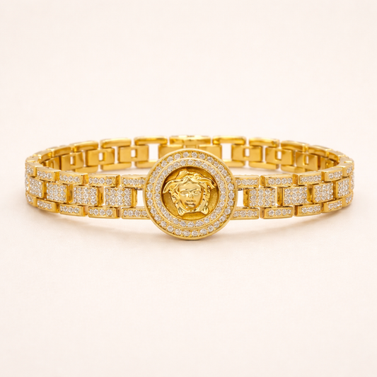 Men - 18K Gold Plated Golden Medusa Icon Bracelet