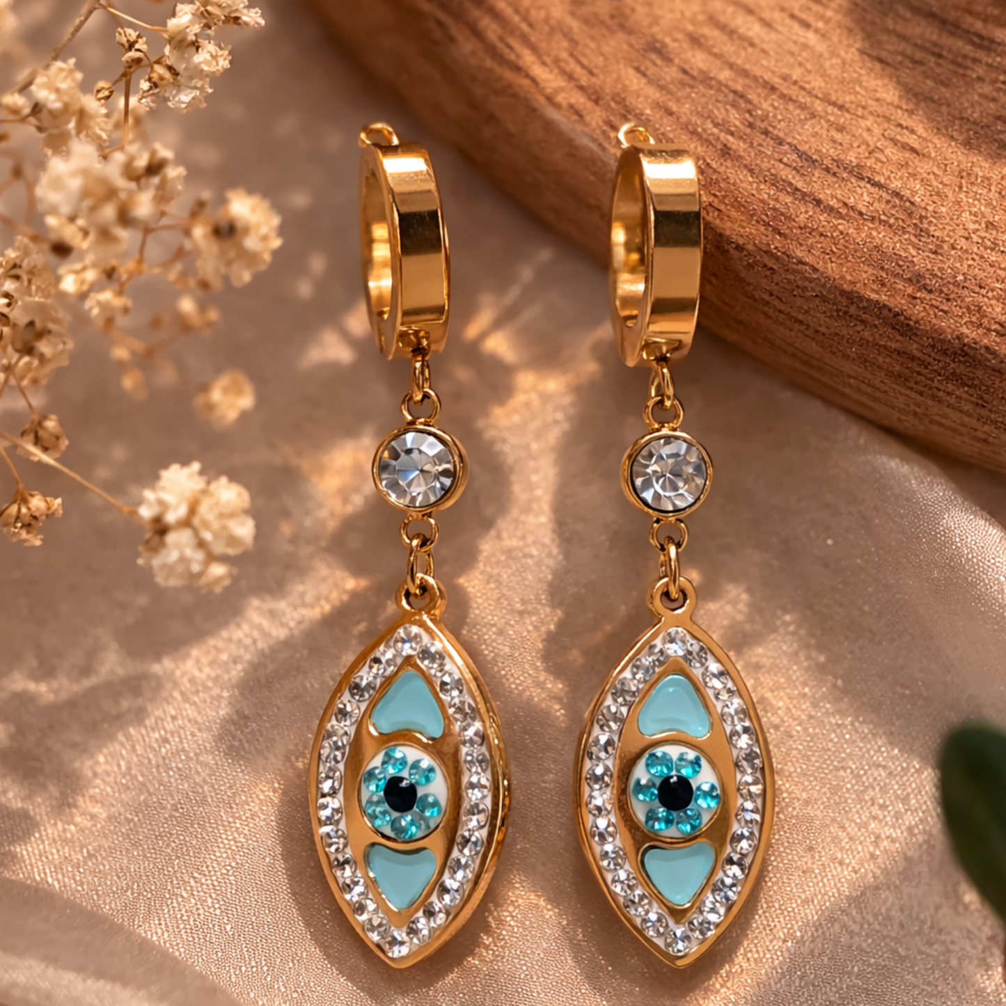 Turquoise Evil Eye Drop Earrings