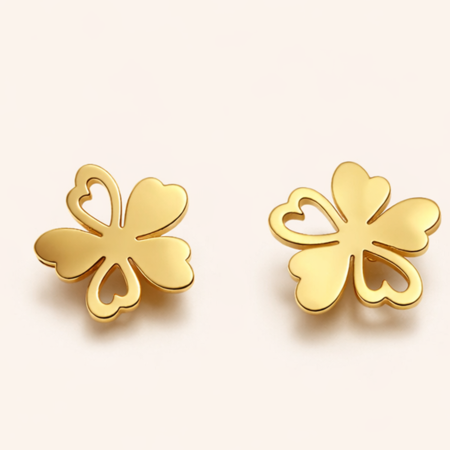 Lucky Heart Clover Studs