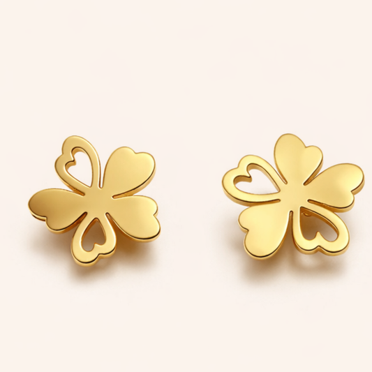 Lucky Heart Clover Studs