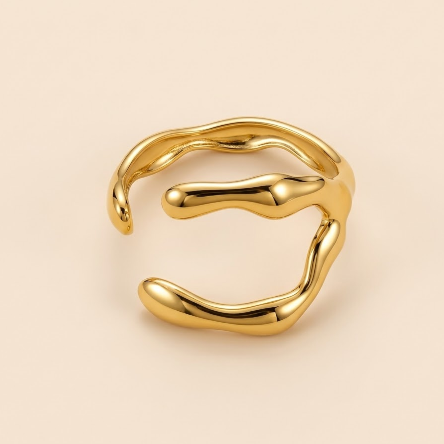 18K Gold Plated Golden Drift Open Ring