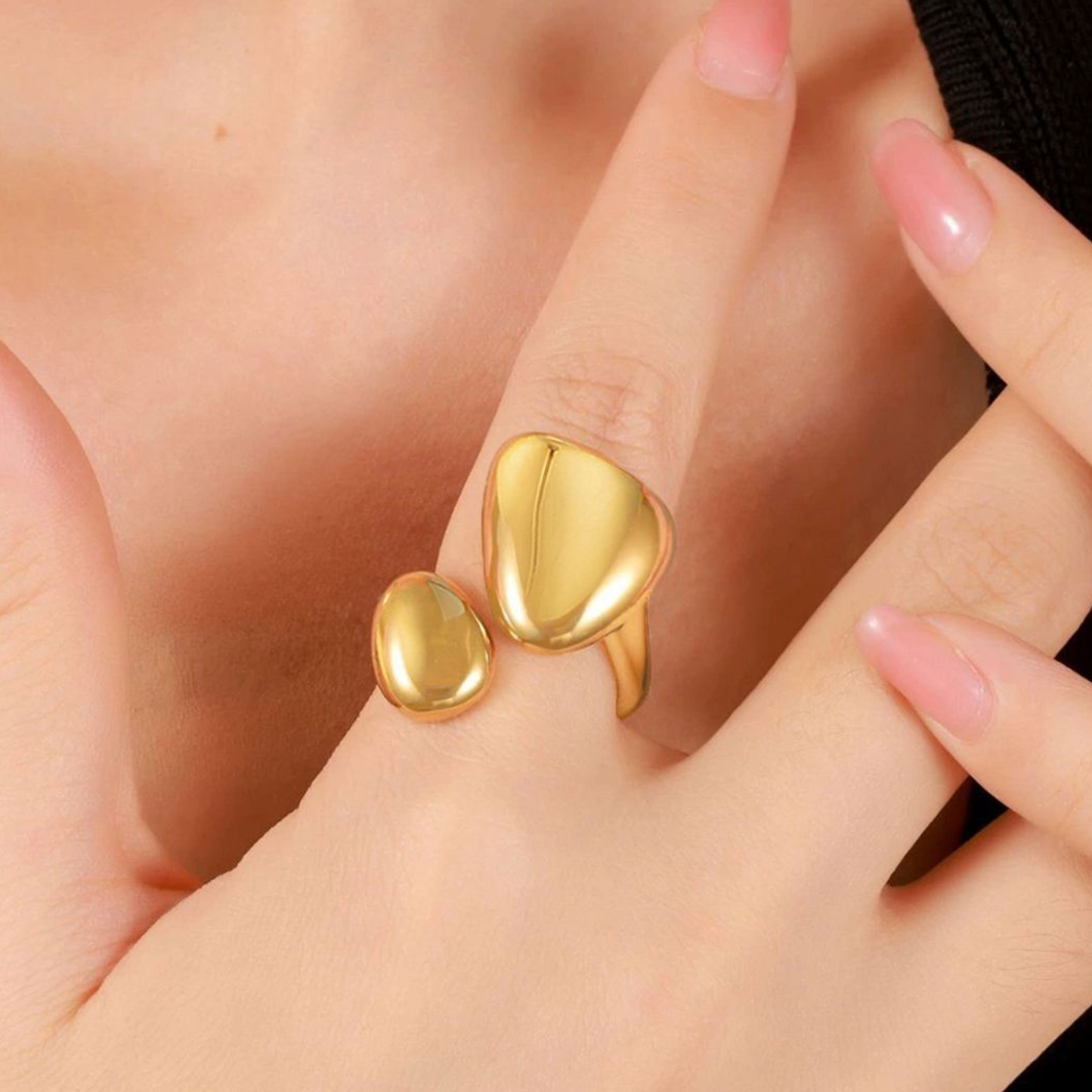 18K Gold Plated  Aurora Twin Dome Ring