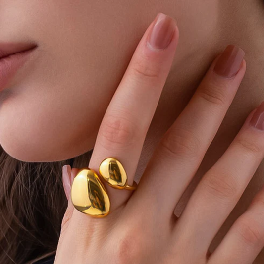 18K Gold Plated  Aurora Twin Dome Ring