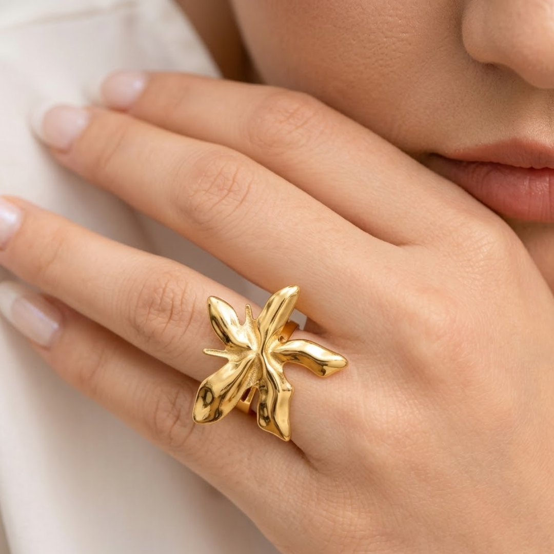 18K Gold Plated Flutter Gold Ring