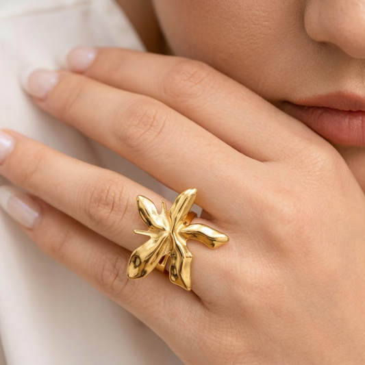 18K Gold Plated Flutter Gold Ring